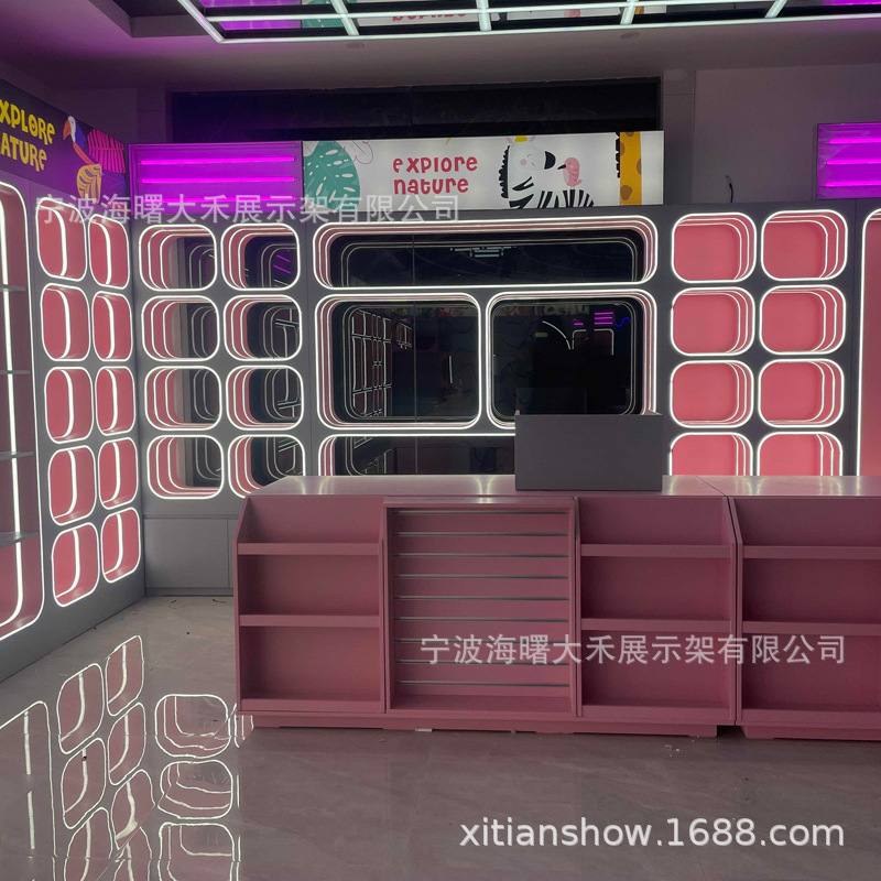 整 店设计制作店铺货架陈列景点展柜制作动物园售卖区展示架