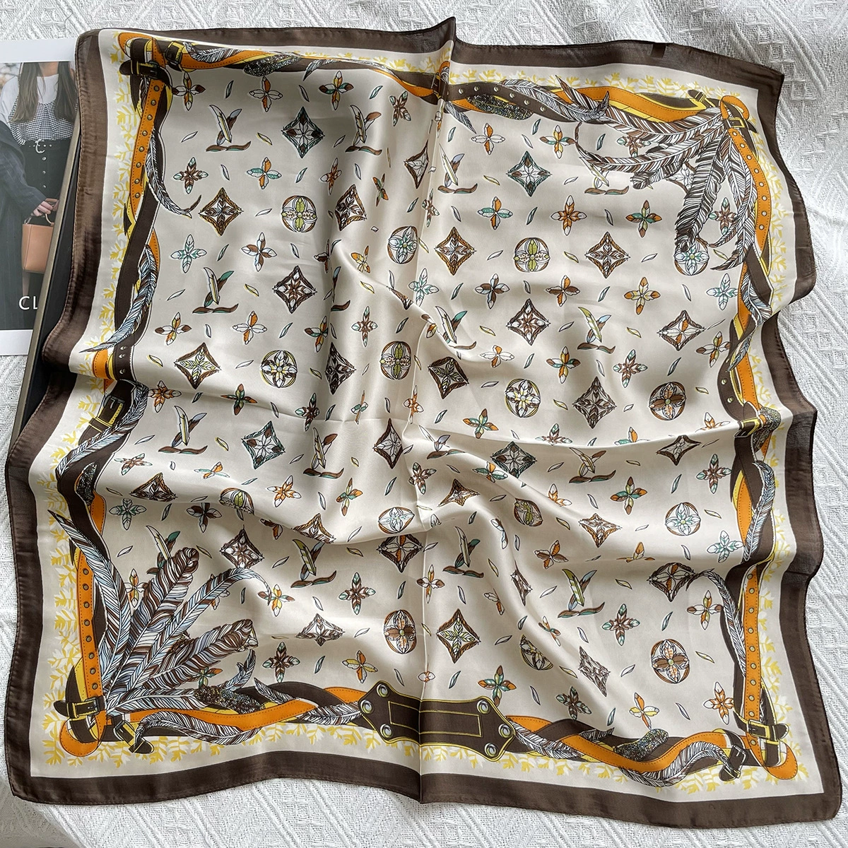 Universal retro handkerchief, neckerchief, scarf, thin weaving