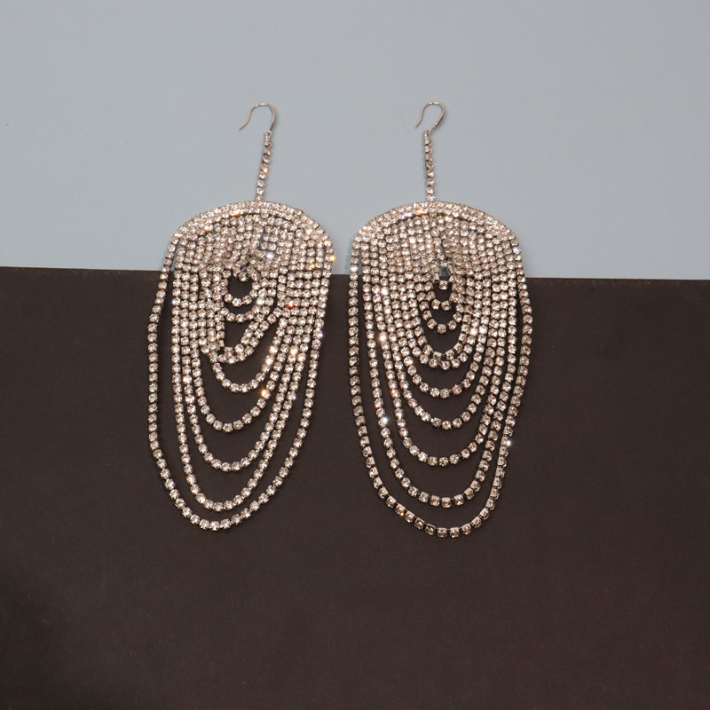 Fashion Geometric Alloy Tassel Rhinestones Womenu0027S Drop Earrings 1 Pair
