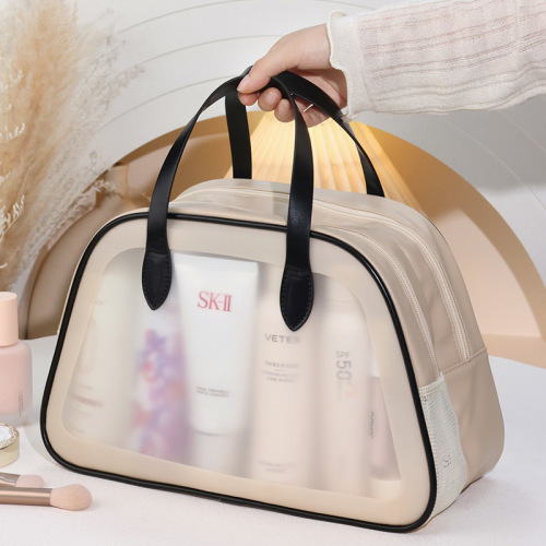 Wet and dry separation toiletry bag double layer semicircle portable travel waterproof fitness swimming high-value cosmetic bag storage bag