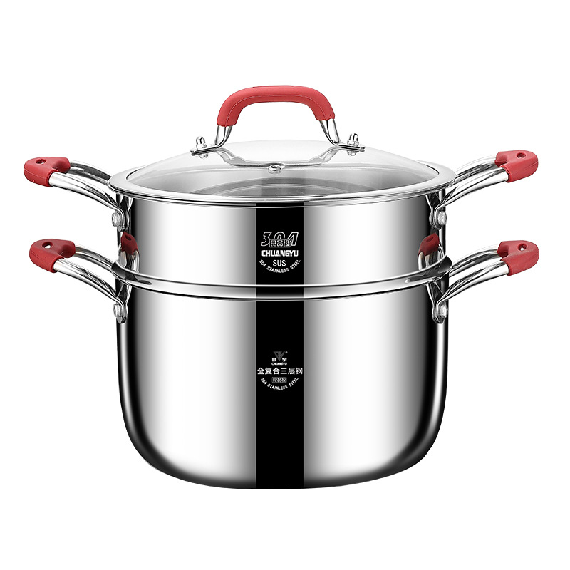 304 acero inoxidable doble capa de doble oreja olla de grasa de grados de alimentos gruesa casera de grasa