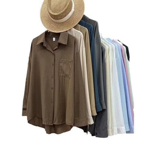 High-end drape loose slim long-sleeved shirt for women in spring and autumn design niche casual and unique outer layered top