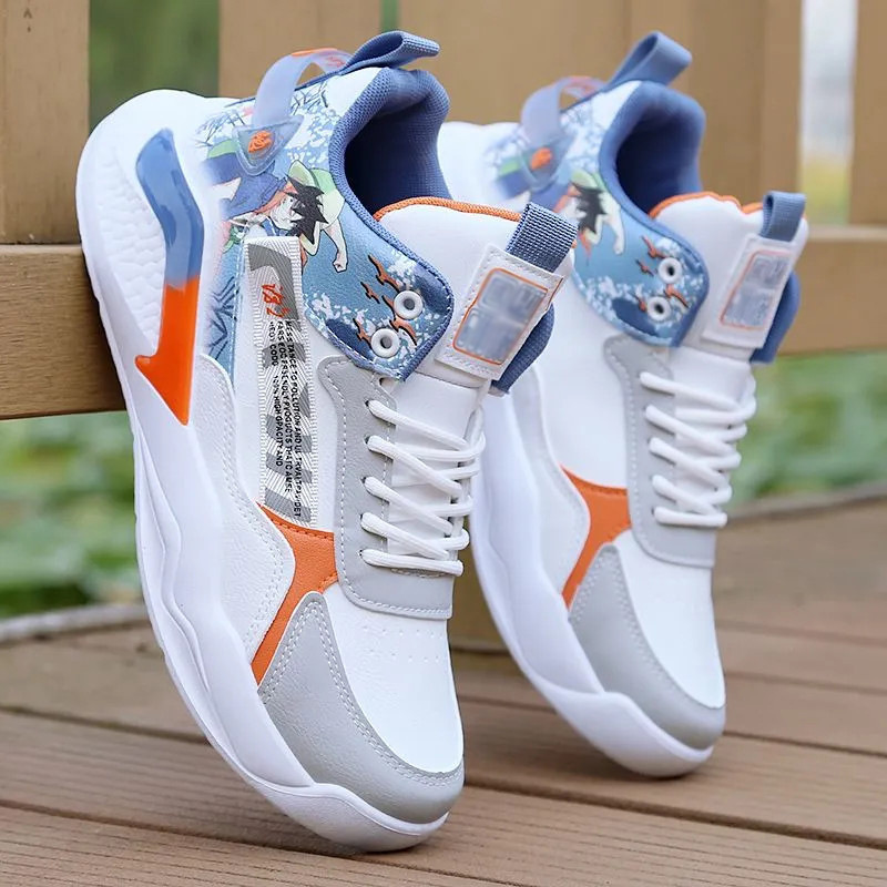 Neue modische High Top Basketball Herren Casual Koreanische Leder Sportschuhe, Outdoor dicken Sohlen Reiseschuhe_voghion.com