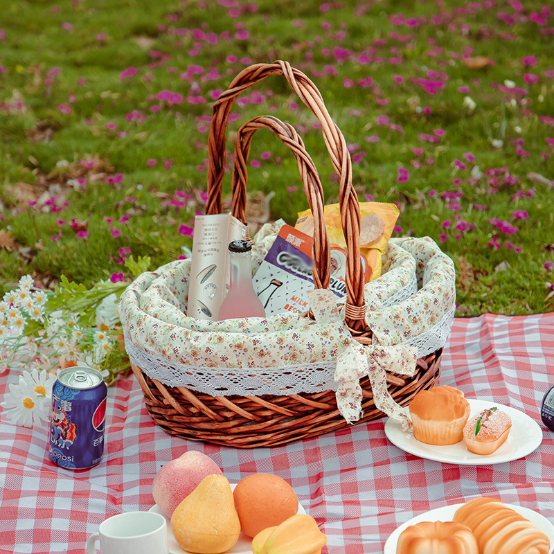 Canasta de tela marrón pulido tamaño pequeño