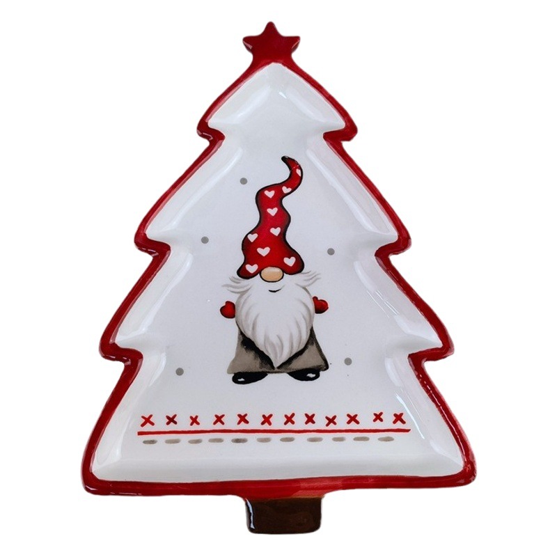 Juego de vajilla y vajilla de Papá Noel nórdico cuidadosamente seleccionado, ensaladera de arroz en relieve, taza plana de cerámica occidental