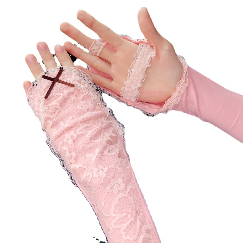 Protección solar manga del brazo guantes largos de las mujeres manga de encaje protección del brazo protección UV verano conducción ciclismo manga de hielo