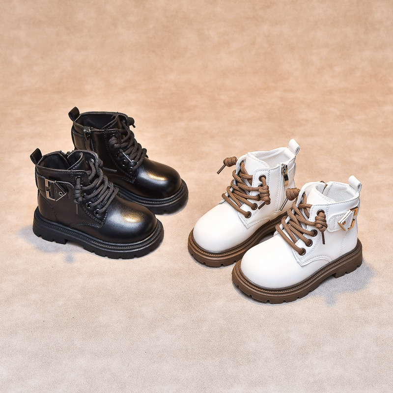 Scarpe da bambino Martin 2024 autunno e inverno nuove corte in stile britannico per ragazzi stivali singoli in pelle_voghion.com