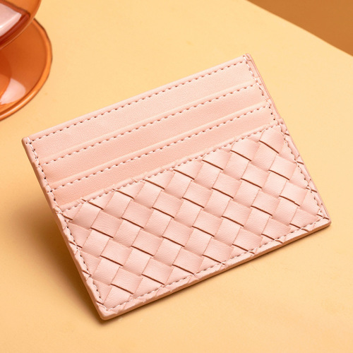 Leather men's card bag, women's compact ID cover, card cover, anti-demagnetization driver's license card holder, change purse, woven