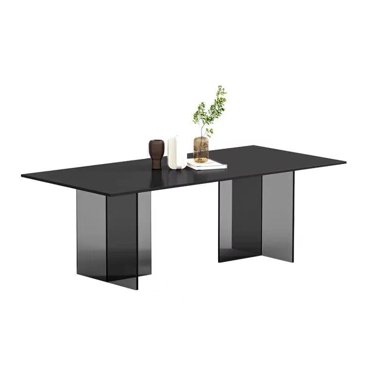 Acrílico Placa de roca mesa de comedor luz negro puro lujo moderno Internet simple celebridad pequeño apartamento colgante suspensión rectangular mesa de comedor y silla