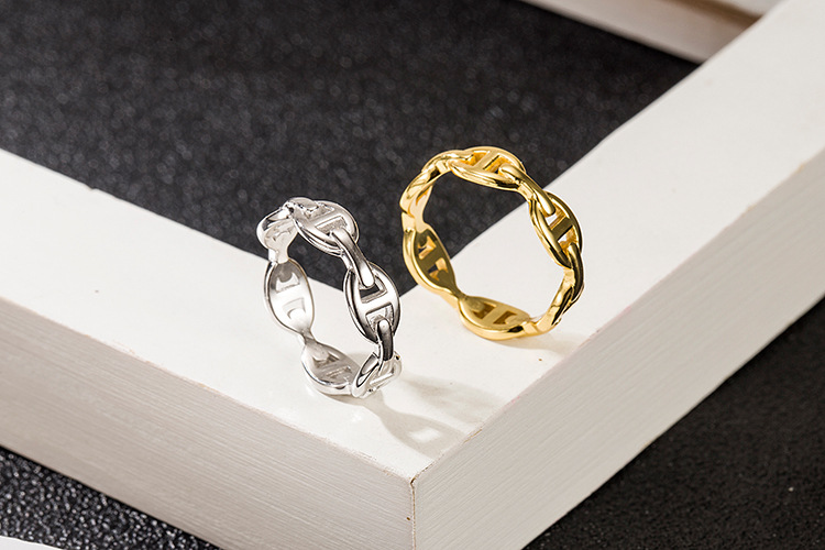 Geometric Pattern Women's Gender 1 Piece 925 Sterling Silver Geometric Rings