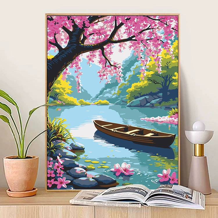 Новая кросс-бордерная цифровая масляная живопись, diy hand-painted раскраска пейзаж, простая нулевая заливка декоративная живопись оптом