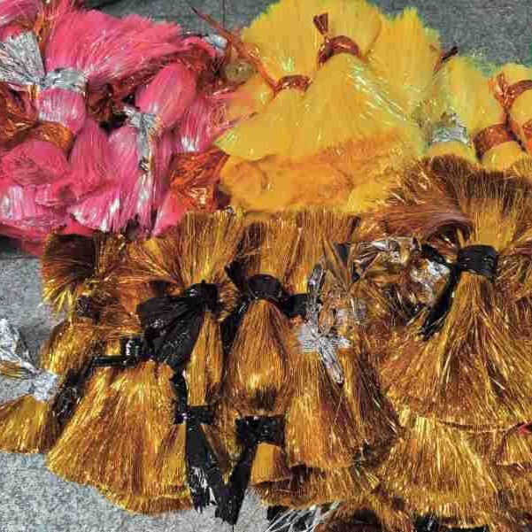 珠光粉红七彩扁丝梦幻彩带炫彩色条形星星点点闪丝礼盒装饰