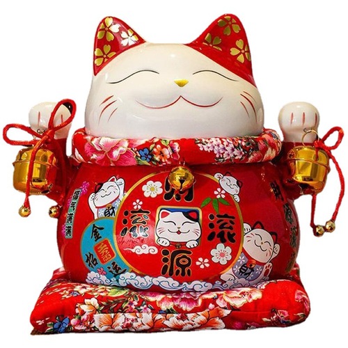 Factory direct sales 10-inch lucky cat shop decoration opening gift living room lucky cat ceramic piggy bank large size