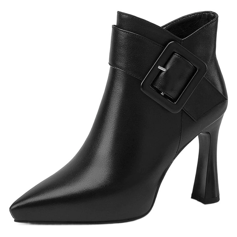 Маленькие короткие сапоги на платформе, кожаные сапоги с без устали, с толстой подошвой, женские пикантные маленькие высококачественные Ботинки Martin с острым носком