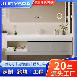 人造石洗漱台台面细腻肤感无缝一体台盆免漆浴室柜批发岩板陶瓷盆