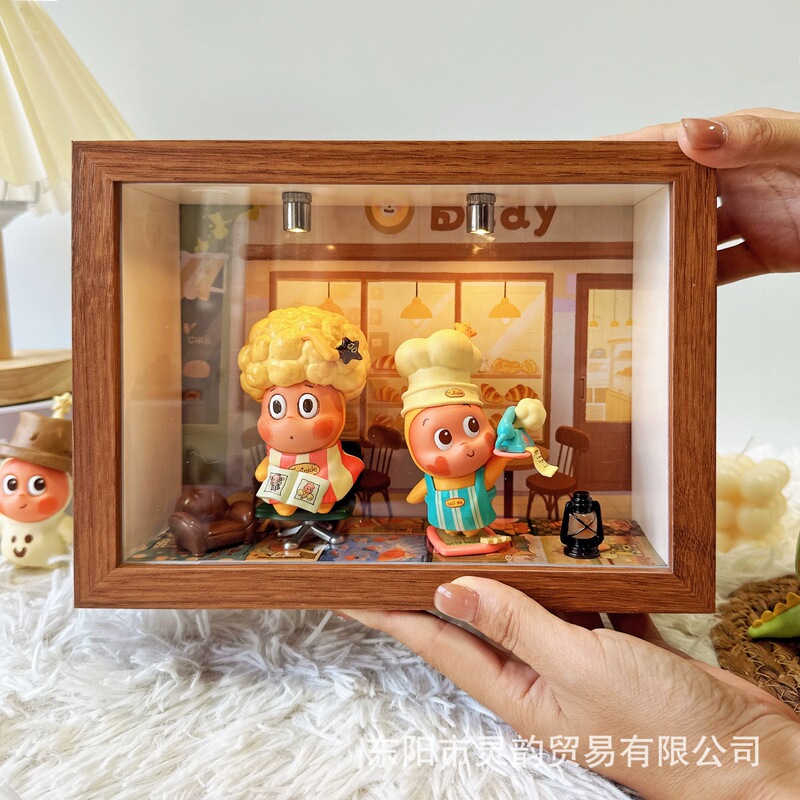 Star People Heartbeat Blind Box Wooden Photo Frame Display Box DIY Figurine Storage Scenery Dustproof Photo Frame Decoration