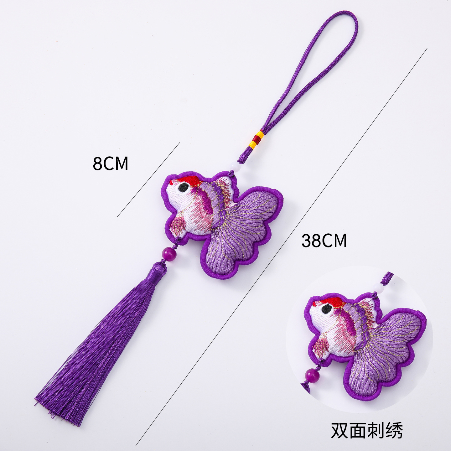 2026 Año Nuevo Koi colgante bordado de doble cara bordado bordado colgante de decoración de flores de lanterna de Año Nuevo hecha a mano DIY material de barril