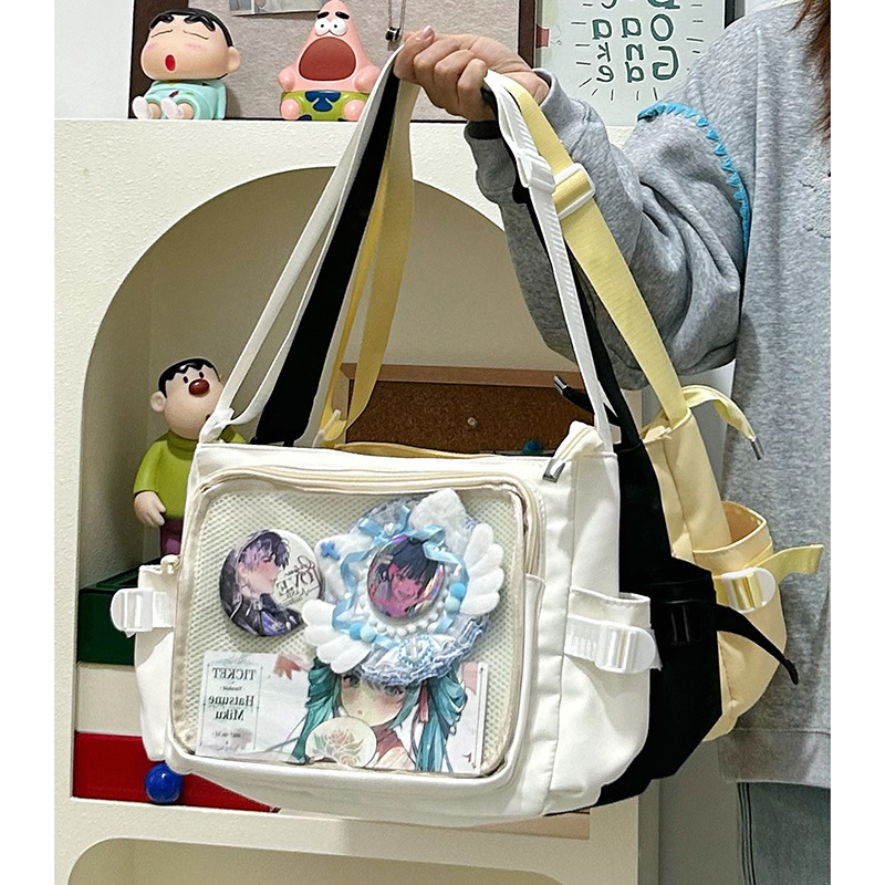 高級感のある通学バッグ、シンプルで万能な大容量の女性用クロスボディバッグ、かわいい二次元バーバッグ、ベビーバッグ|undefined