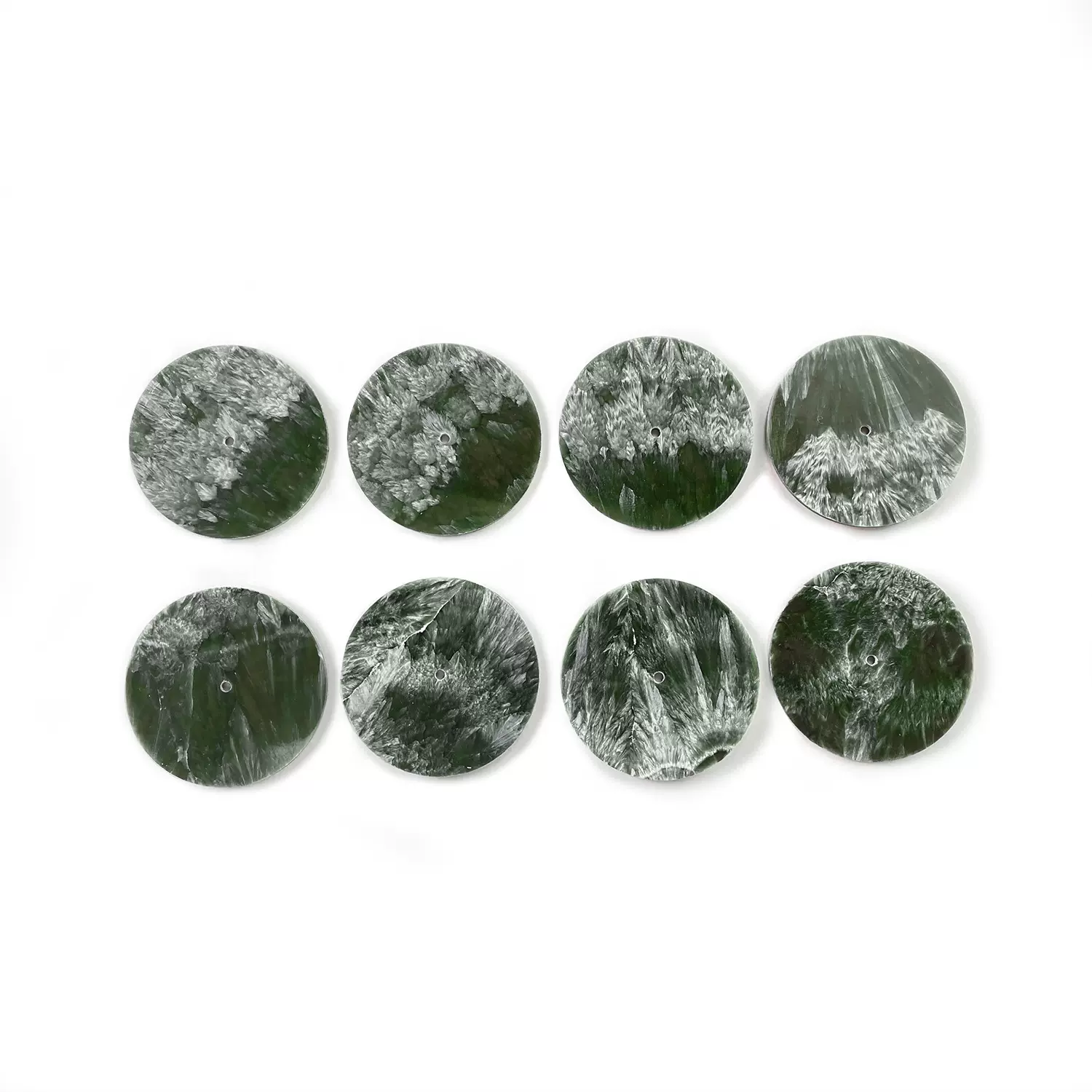 厂家定制天然绿龙晶圆形手表表面表盘特殊材质配件半宝石零件