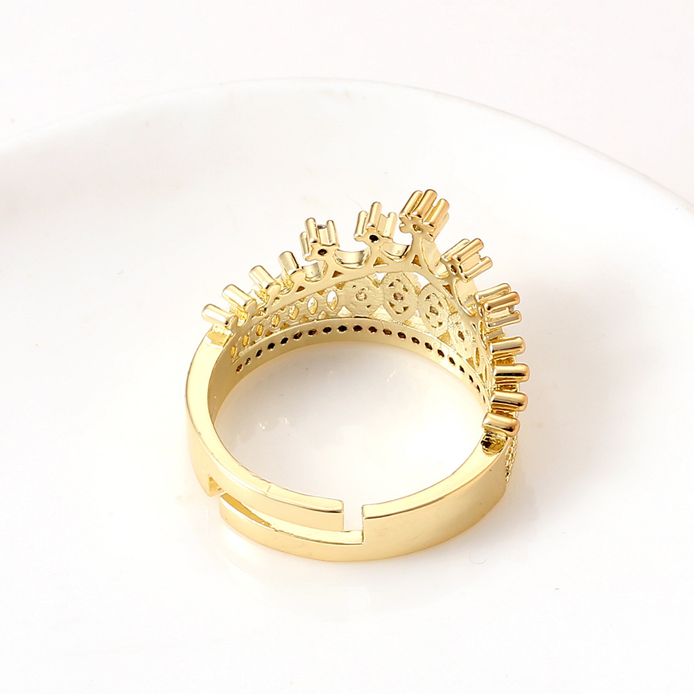 new fashion geometric copper inlaid zircon crown tail ring