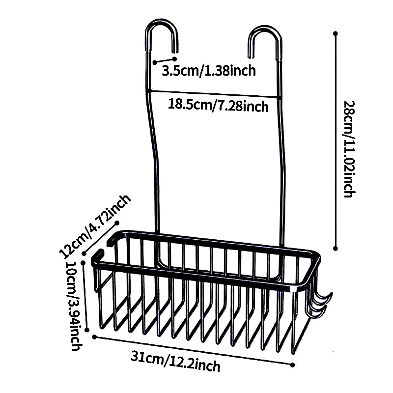 Cesta de almacenamiento de baño transfronteriza sin instalación de aleación de aluminio ducha colgante rack sin perforación de baños extensión cesta colgante