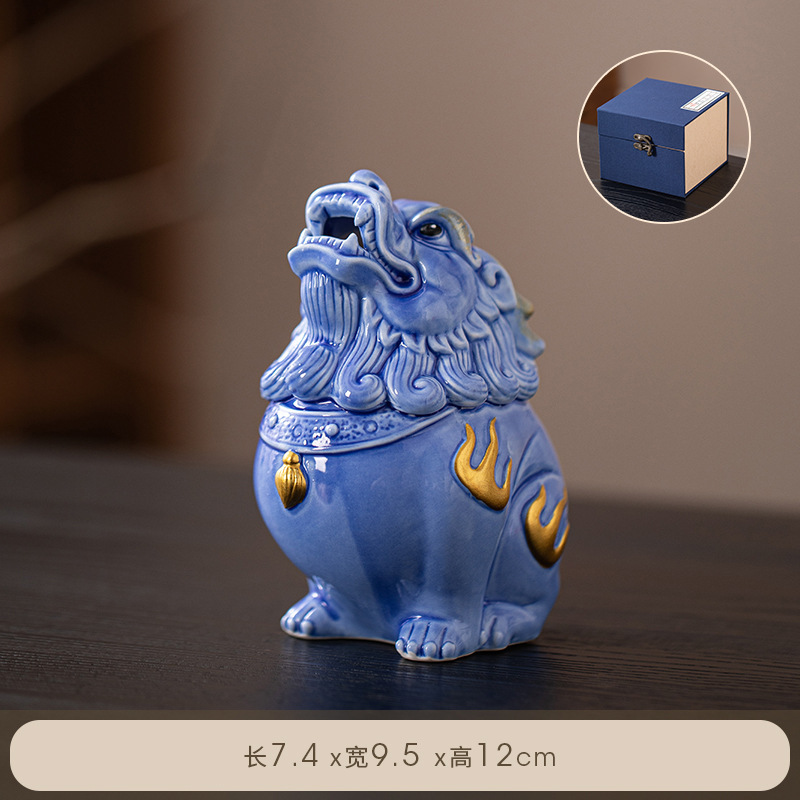 朝天吼貔貅摆件中式客厅玄关办公桌装饰品招财镇宅陶瓷麒麟工艺品|undefined