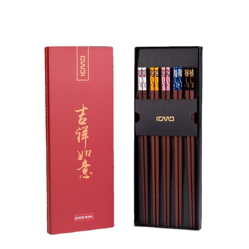 Kemanduo red sandalwood chopsticks, supermarket household chopsticks and tableware, one-piece drop-shipping flower language wooden chopsticks 10 pairs gift box