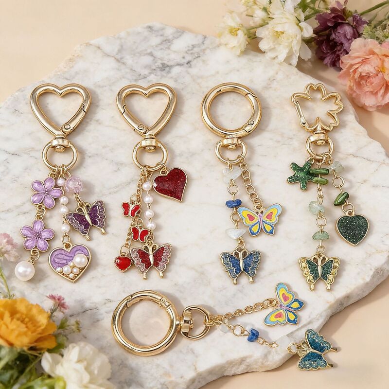 Cross-Border Hot-Selling Fashion Accessories: Trendy Butterfly, Heart, Keychain, Personalized Animal and Flower Key Rings, Backpack Pendants Cross-Border Hot-Selling Fashion Accessories: Trendy Butterfly, Heart, Keychain, Personalized Animal and Flower Key Rings, Backpack Pendants