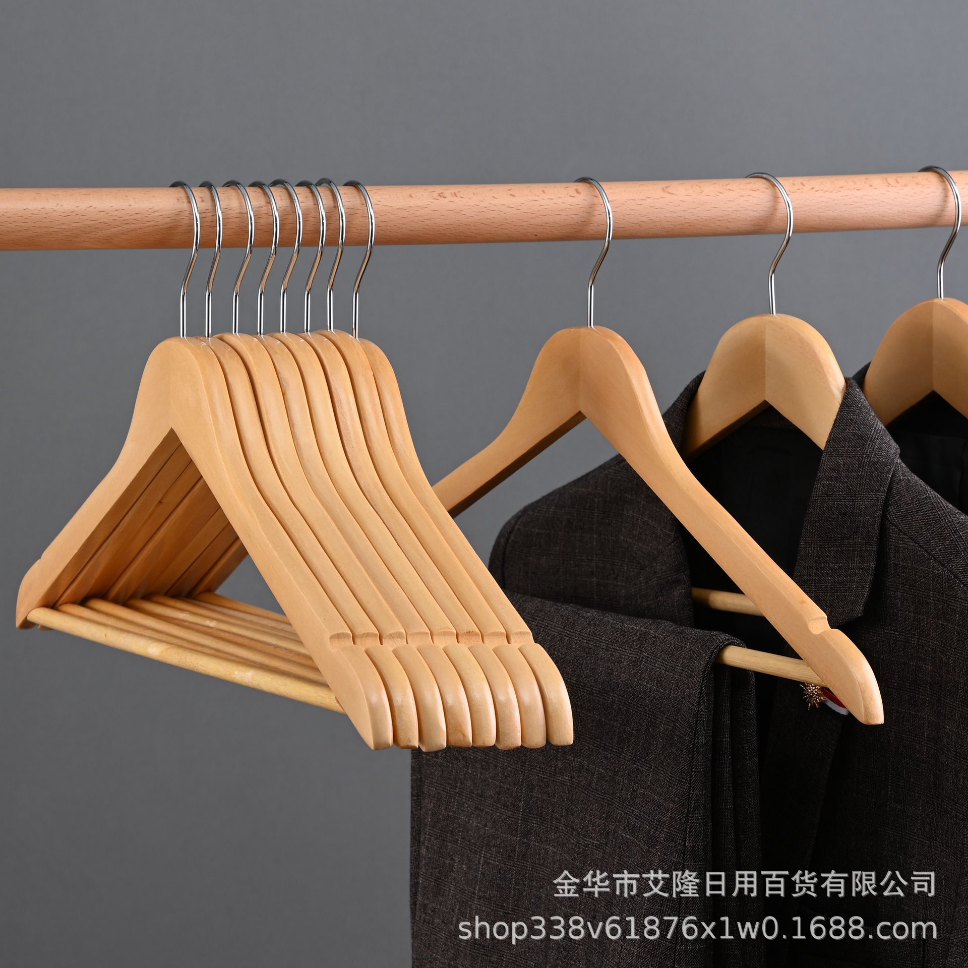 Percha de ropa de madera maciza percha de ropa percha hogar adulto sin costura tienda de ropa percha de ropa de madera percha al por mayor