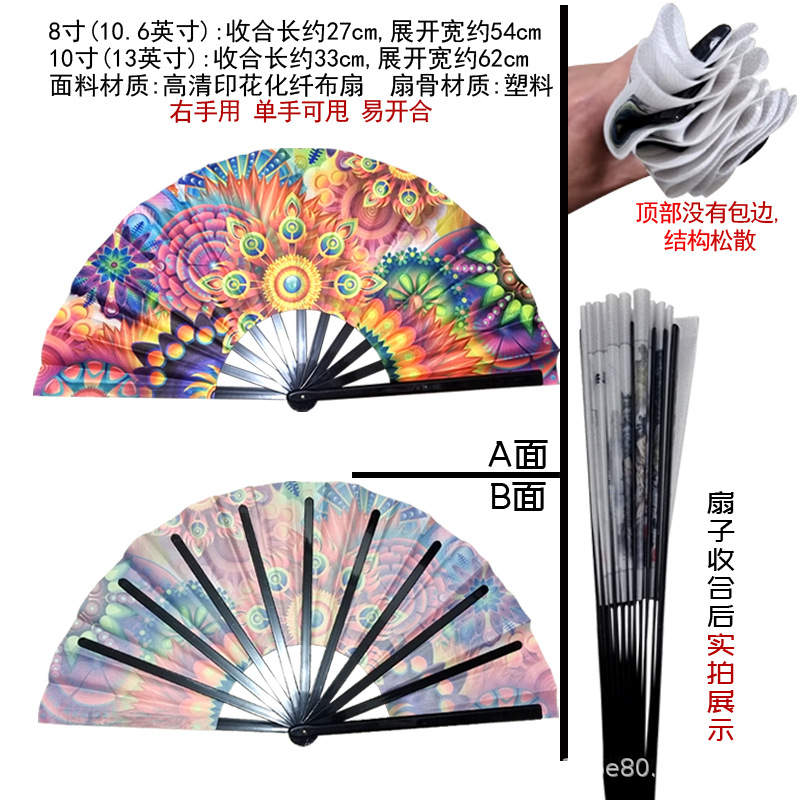 Abanico Plegable Luminoso 33cm Plástico y Poliéster Plegable para Fiestas y Festivales