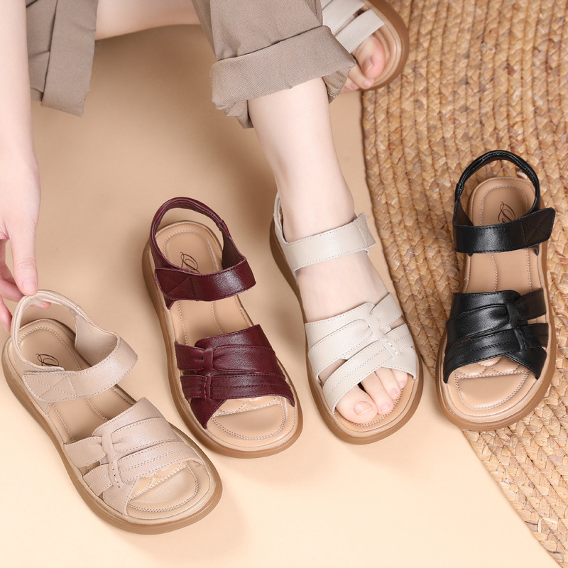 Sepatu Pantai Sol Datar Ukuran Besar Sepatu Wanita 621082 Sandal Wanita Sol Lunak Kulit Asli