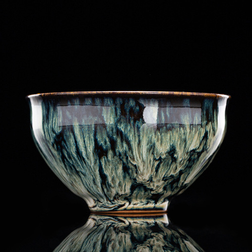 Yao change ceramic single cup Jianzhan Tianmu glaze tea cup tea bowl creative personal master cup large size tasting cup straw hat cup 