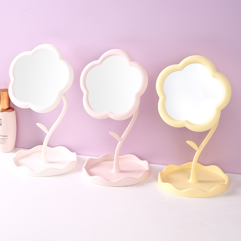 Espejo de maquillaje de escritorio de plástico desmontable giratorio espejo de sol dormitorio espejo de maquillaje HD