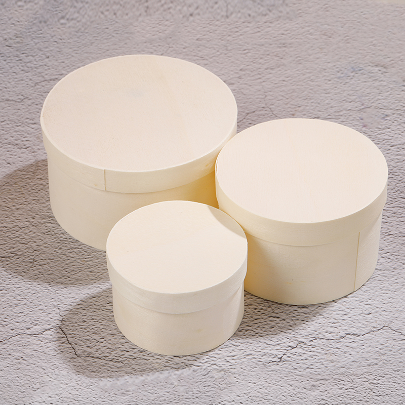 Caja de embalaje de pastel de queso de doble capa, caja de madera redonda, caja de regalo de madera, caja de dulces de boda