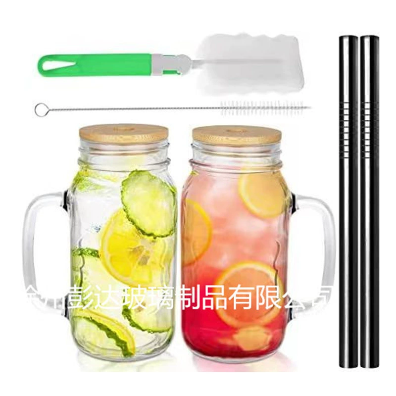 Glass Tea Mug, Transparent Handled Cup with Stainless Steel Straw, 480/720 ml Options