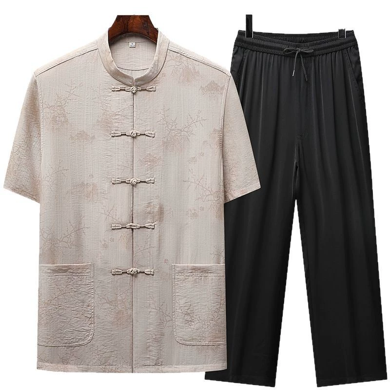 Silk summer set, with short sleeve, Chinese style