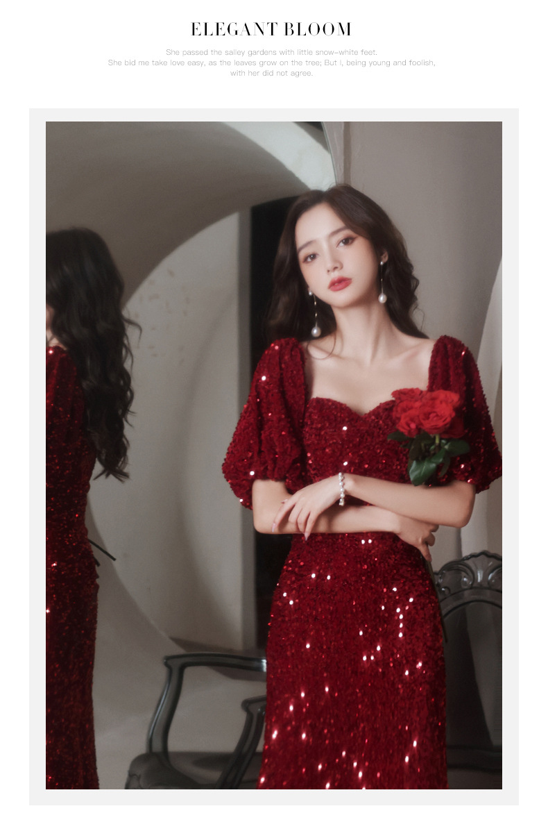 D8874 1520K VÁY ĐẦM LIỀN THÂN DỰ TIỆC NỮ SUCTSI MÙA XUÂN THU ĐÔNG DÙNG TRONG LỄ CƯỚI KIỂU ĐUÔI CÁ THỜI TRANG NỮ G04 SẢN PHẨM MỚI