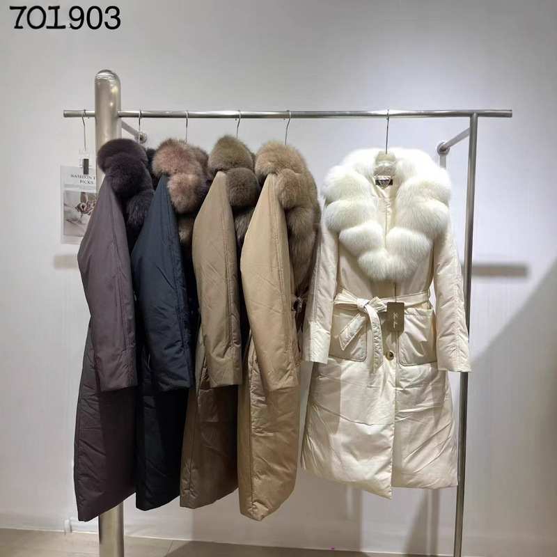 收腰中长款年轻时尚保暖2025冬季高端鹅绒服女狐狸毛领羽绒服外套|undefined
