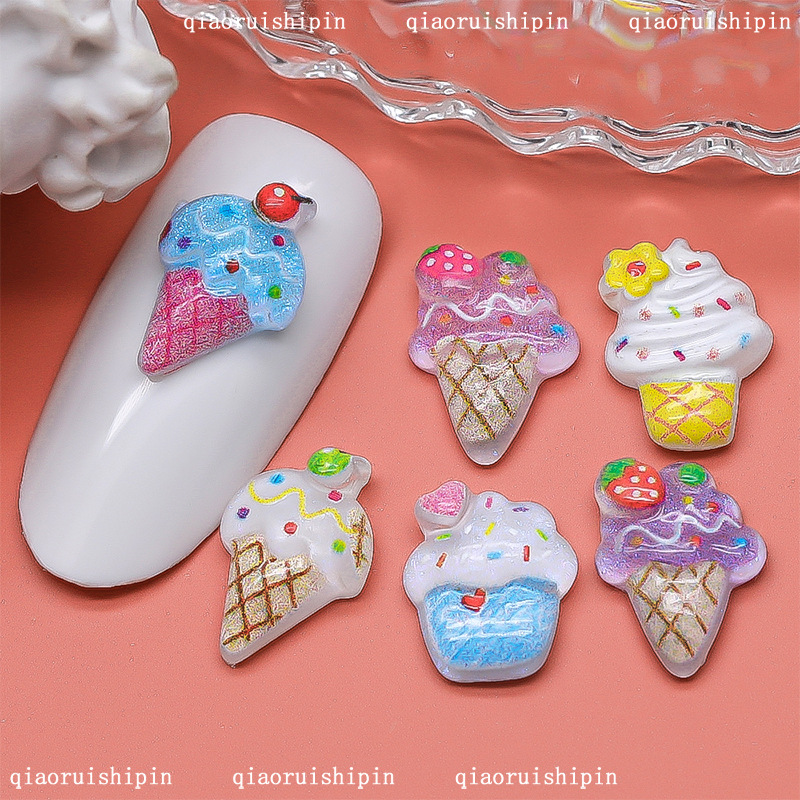 만화 스테레오 아이스크림 네일 아트 보석 사탕 초콜릿 컵케익 귀여운 DIY 네일 장식