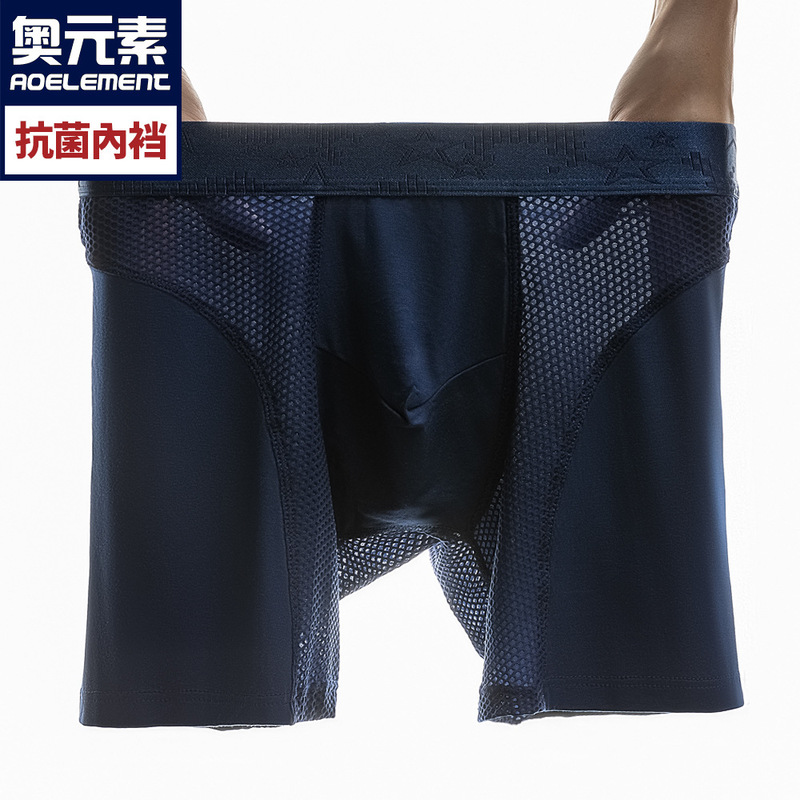 Men's Underwear Long Edition Anti-wear Leg Sports Inner Flat-angle Pants Mesh Breathable Men's Youth Four-angle Shorts Head
