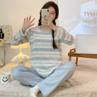Lunar Maternity Feeding Clothes Thin Postpartum Nursing Pajamas Cartoon Spring and Autumn Imitation Cotton Maternity Spring and Summer Spring