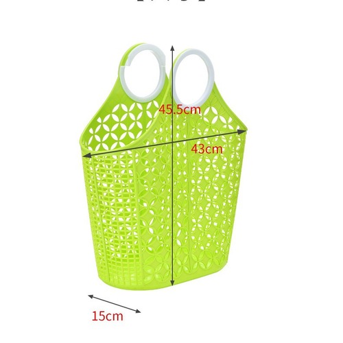 Large Handheld Shopping Basket Shower Basket Woven Plastic Bathroom Storage Basket Snack Basket