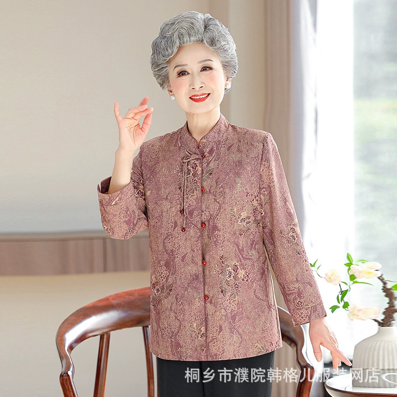 Средние и пожилые бабушки летние платья новые рубашки среднего и пожилого возраста рубашки женские мамы весенний и осенний набор с принтом блузки