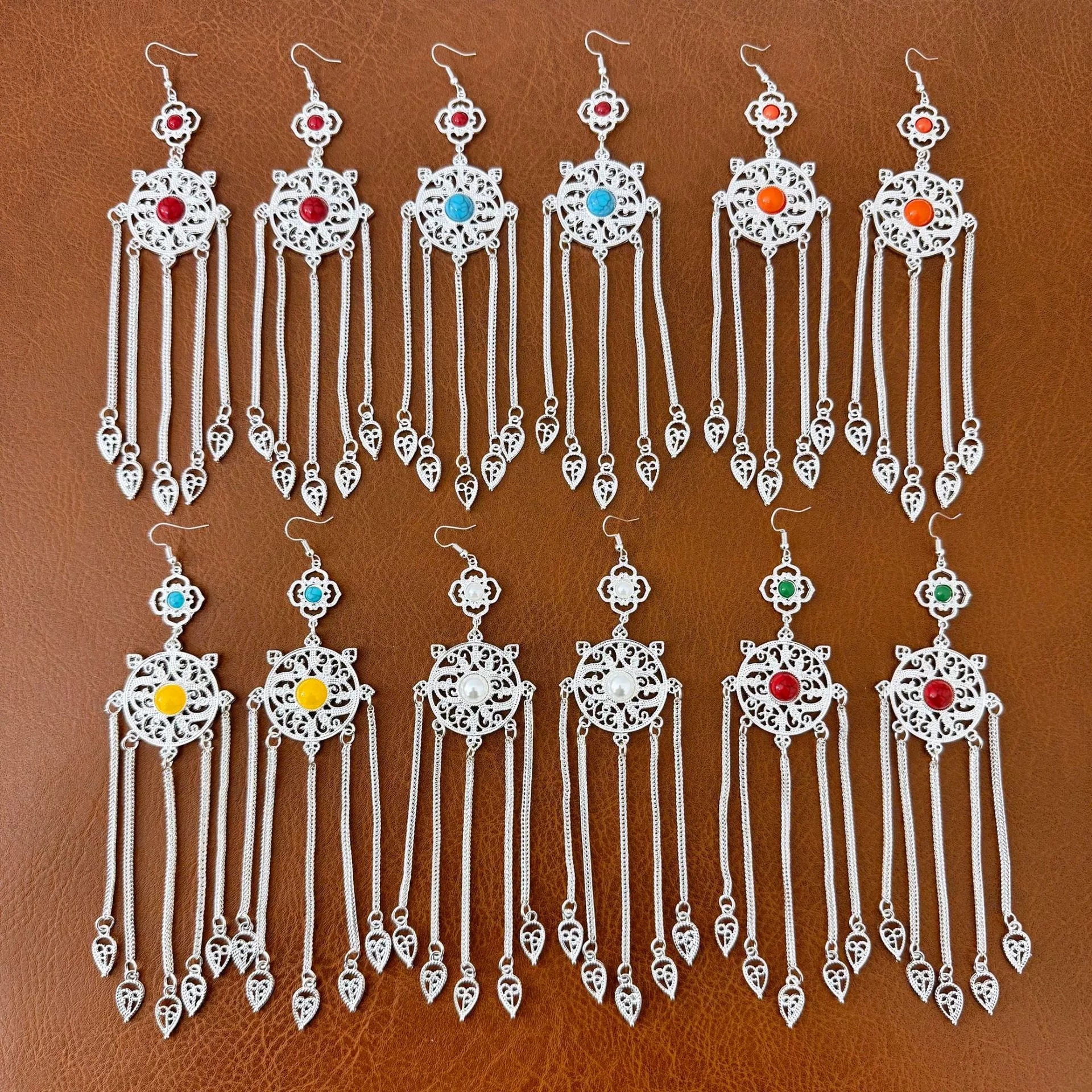 Монгольский элемент бирюзовый серьги характерный этнический стиль