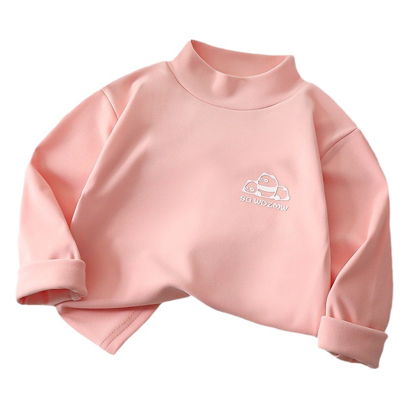 De terciopelo de los niños que basa la camisa medio cuello alto superior de los niños y niñas desgaste interior cálido primavera y otoño ropa media y grande ropa interior para niños invierno