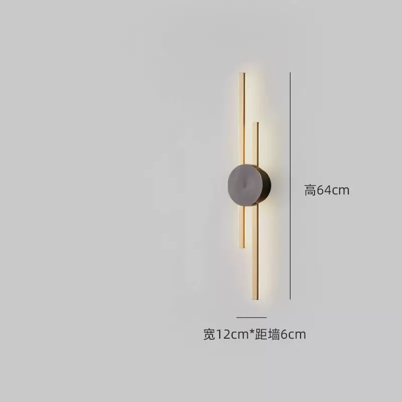 Minima rejilla larga sala de estar luz de fondo de pared de atmósfera Zhongshan minimalista moderna creativa estudio dormitorio lámpara de pared de cabezal de cama