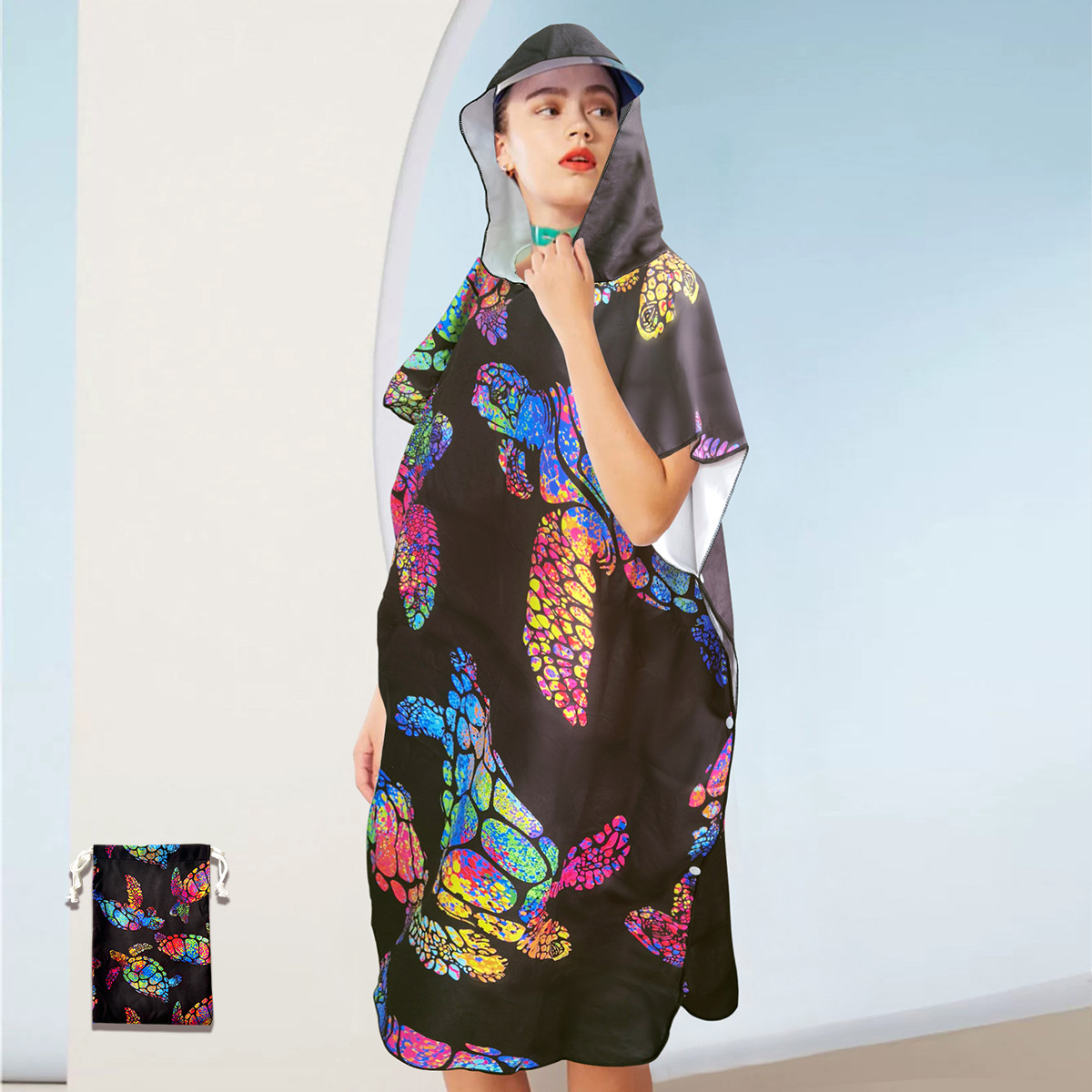 Amazon Capa de secado rápido de doble cara de lana con capucha Toalla Absorbente de secado rápido de natación Playa Ropa para adultos Albornoz