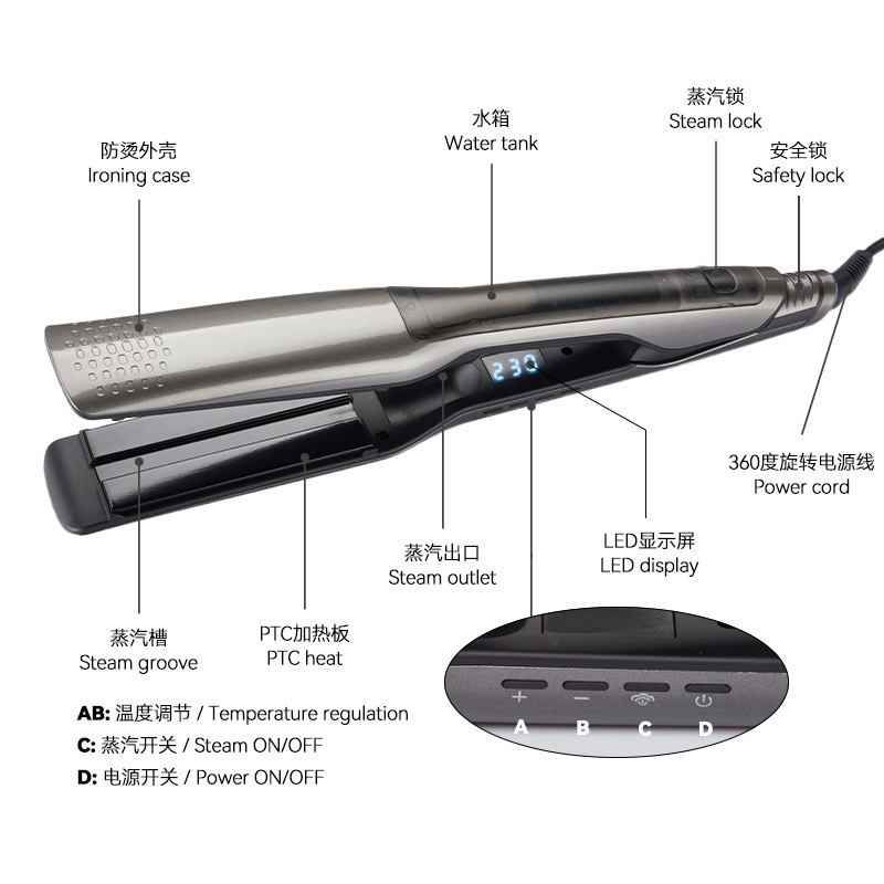 ヨーロッパの国境を越えた新しい製品スプリントスチームスプレー自動ヘアアイロンマイナスイオン2-in-1ヘアアイロンメーカー直販|undefined