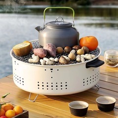 現代家庭用携帯型小型炭火炉屋外多機能煮茶グリル庭キャンプ囲炉裏煮茶