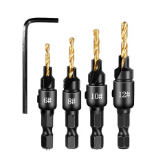 Hexagonal handle woodworking countersink drill set high-speed steel woodworking hole opener set wood cone hole chamfer countersink drill bit